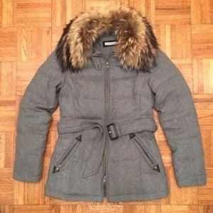 KOOKAI WOOL Down COAT Gray Belted Jacket XS